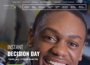 How raritanval.edu looks like on a tablet such as an iPad.