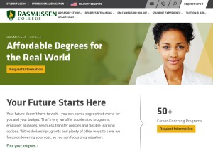 How rasmussen.edu looks like on a tablet such as an iPad.