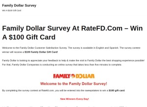 How ratefdcom-survey.com looks like on a tablet such as an iPad.
