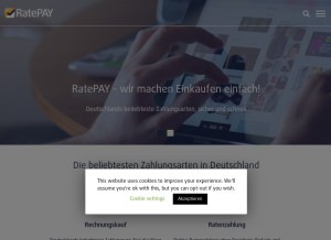 How ratepay.com looks like on a tablet such as an iPad.