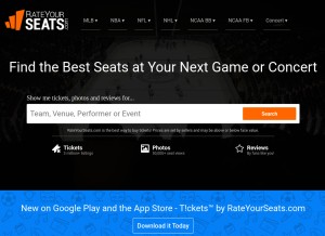 How rateyourseats.com looks like on a tablet such as an iPad.