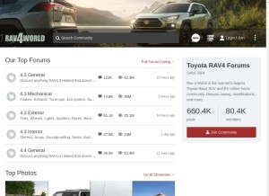 How rav4world.com looks like on a tablet such as an iPad.