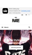 How rave-clothing.com looks like on a mobile device such as an iPhone.