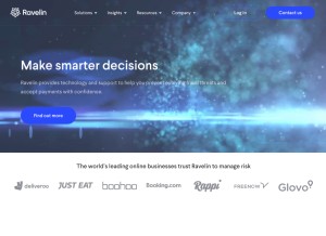 How ravelin.com looks like on a tablet such as an iPad.
