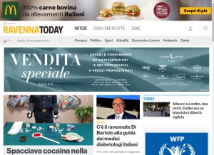 How ravennatoday.it looks like on a tablet such as an iPad.