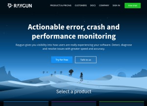 How raygun.com looks like on a tablet such as an iPad.