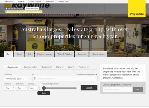 How raywhite.com looks like on a tablet such as an iPad.