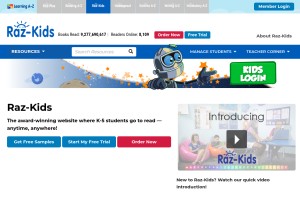 How raz-kids.com looks like on a tablet such as an iPad.