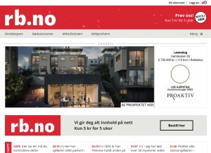 How rb.no looks like on a tablet such as an iPad.