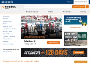 How rbauction.com looks like on a tablet such as an iPad.
