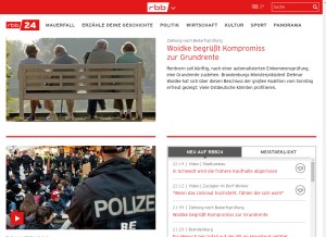 How rbb24.de looks like on a tablet such as an iPad.