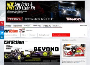 How rccaraction.com looks like on a tablet such as an iPad.