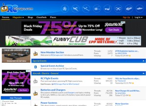 How rcgroups.com looks like on a tablet such as an iPad.