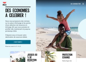 How rci.com looks like on a tablet such as an iPad.