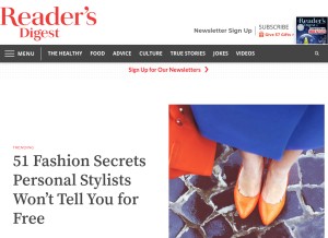 How rd.com looks like on a tablet such as an iPad.