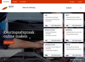 How rdw.nl looks like on a tablet such as an iPad.