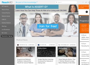 How reachmd.com looks like on a tablet such as an iPad.