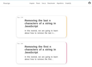 How reactgo.com looks like on a tablet such as an iPad.