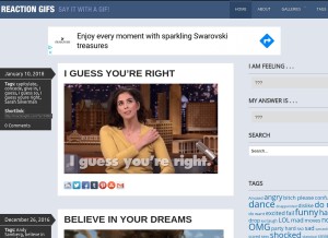 How reactiongifs.com looks like on a tablet such as an iPad.