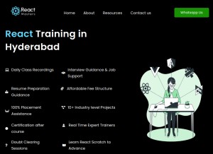 How reactmasters.in looks like on a tablet such as an iPad.