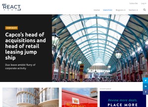 How reactnews.com looks like on a tablet such as an iPad.