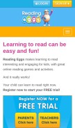 How readingeggs.com looks like on a mobile device such as an iPhone.