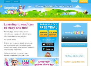 How readingeggs.com looks like on a tablet such as an iPad.