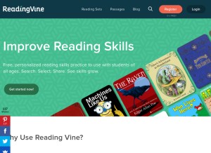 How readingvine.com looks like on a tablet such as an iPad.