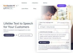 How readspeaker.com looks like on a tablet such as an iPad.