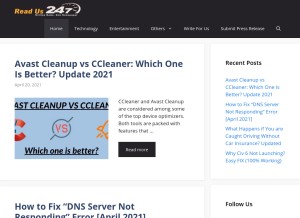 How readus247.com looks like on a tablet such as an iPad.