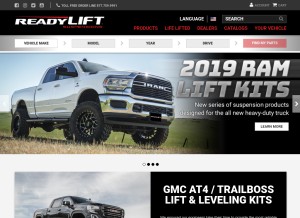 How readylift.com looks like on a tablet such as an iPad.