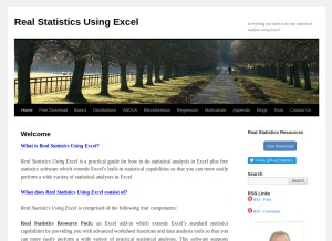 How real-statistics.com looks like on a tablet such as an iPad.