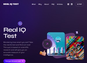How realiqtest.net looks like on a tablet such as an iPad.