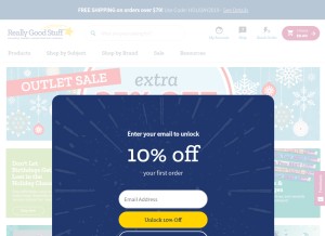 How reallygoodstuff.com looks like on a tablet such as an iPad.