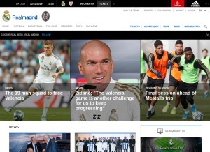 How realmadrid.com looks like on a tablet such as an iPad.
