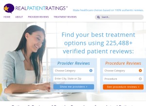 How realpatientratings.com looks like on a tablet such as an iPad.