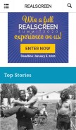 How realscreen.com looks like on a mobile device such as an iPhone.