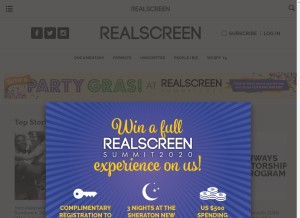 How realscreen.com looks like on a tablet such as an iPad.