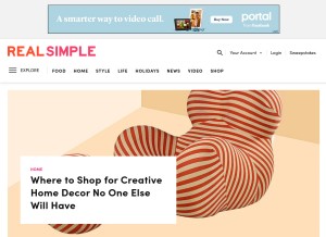 How realsimple.com looks like on a tablet such as an iPad.