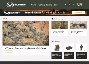 How realtree.com looks like on a tablet such as an iPad.
