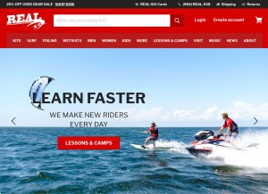 How realwatersports.com looks like on a tablet such as an iPad.