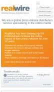How realwire.com looks like on a mobile device such as an iPhone.