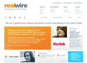 How realwire.com looks like on a tablet such as an iPad.