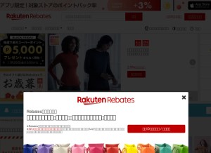 How rebates.jp looks like on a tablet such as an iPad.