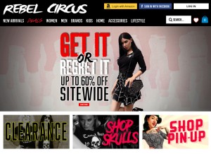 How rebelcircus.com looks like on a tablet such as an iPad.