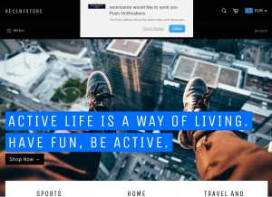 How recentstore.com looks like on a tablet such as an iPad.