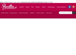 How recettes.net looks like on a tablet such as an iPad.