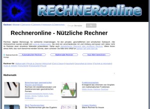 How rechneronline.de looks like on a tablet such as an iPad.