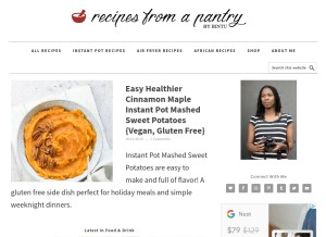 How recipesfromapantry.com looks like on a tablet such as an iPad.