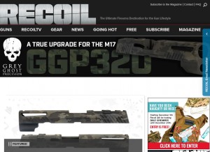 How recoilweb.com looks like on a tablet such as an iPad.